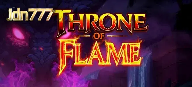 Pemandangan puncak Mountain of Dragons dengan naga api yang menjaga harta karun dalam slot Thrown of Flame